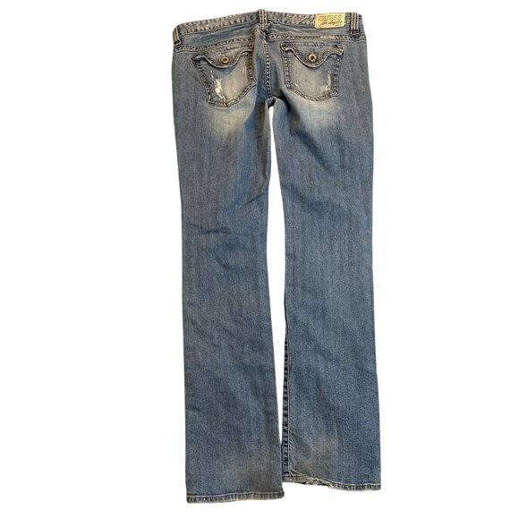 Guess Women's Jeans 35x31 Flirty Straight Destroyed Blue Denim Stretch - Picture 2 of 16